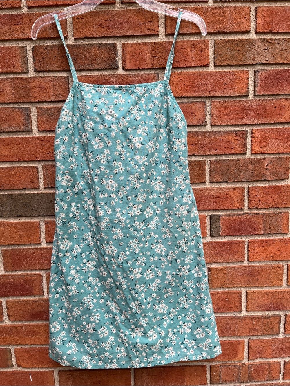 American Eagle Aqua Blue Floral Daisies Open Back Mini Dress size XS